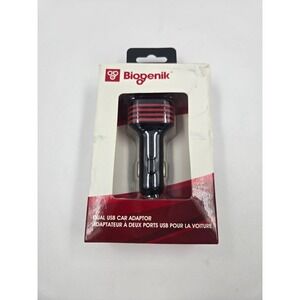 Biogenik Dual USB Car Adaptor Black Red Stripe 2.4A 1.0A Charger BGK810 NEW